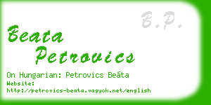 beata petrovics business card